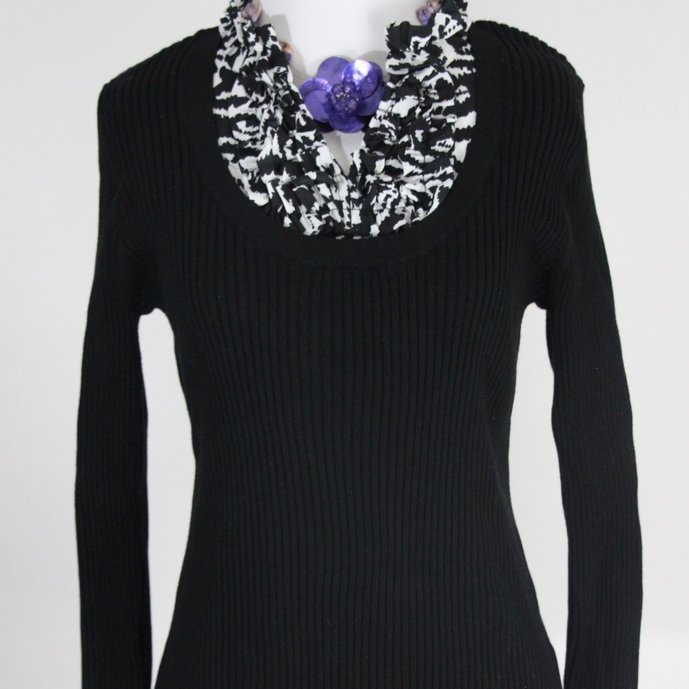 AUGUST SILK Black and Black & White Zebra Top